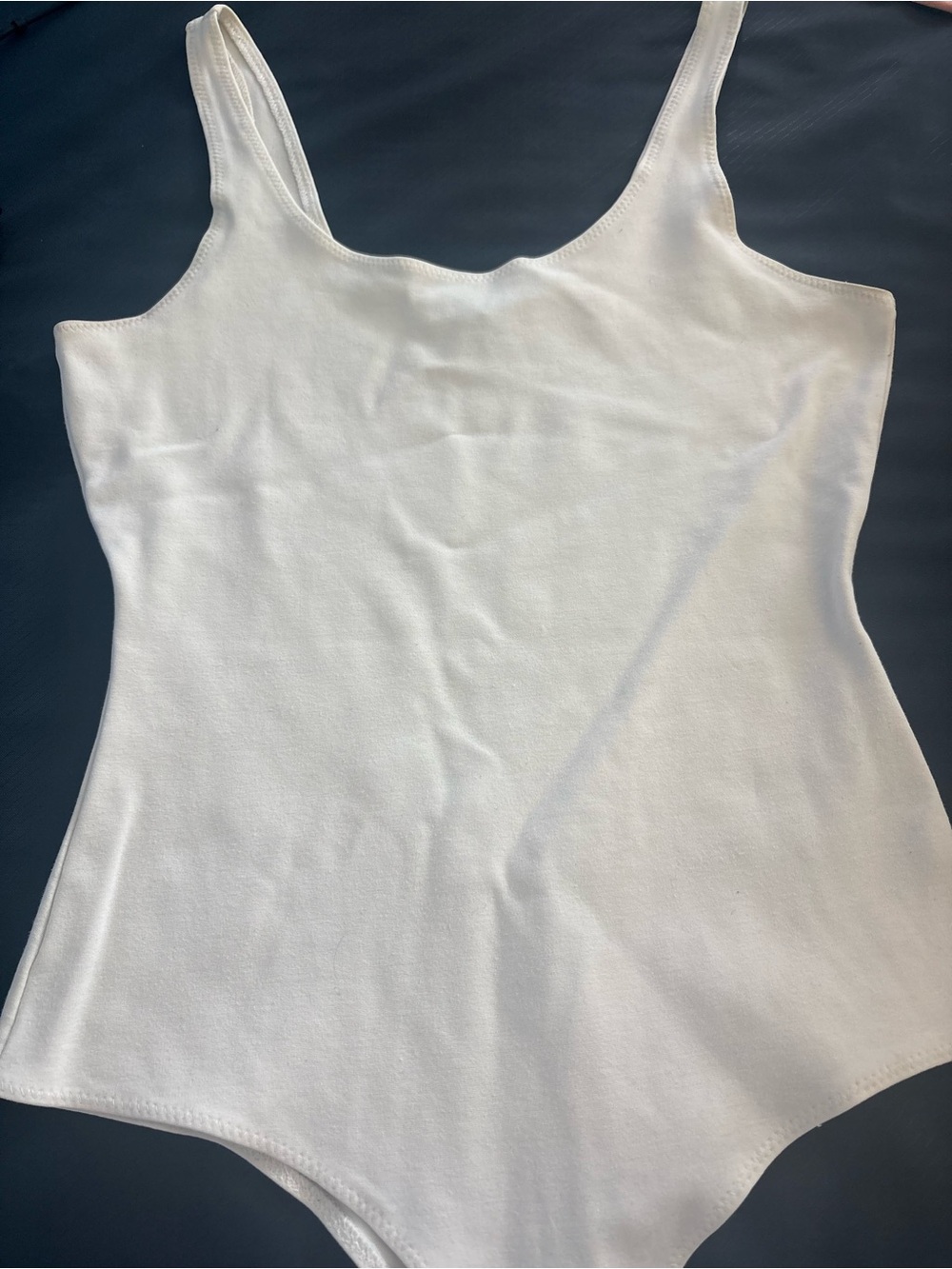 Women's White Scoop Neck Tank Bodysuit